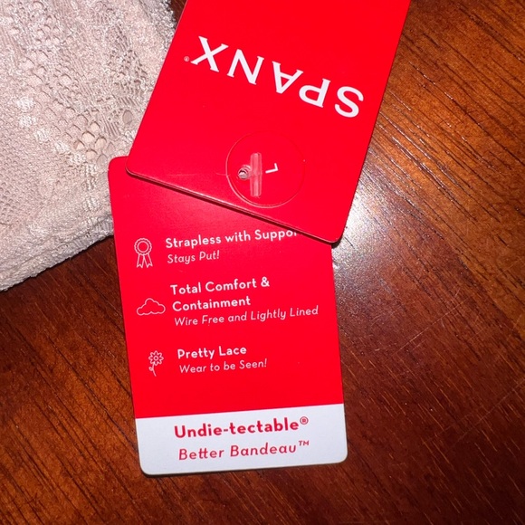 NWT SPANX Lace Undetectable Better Bandeau Strapless Bra in Creme Blush Large - Picture 6 of 6